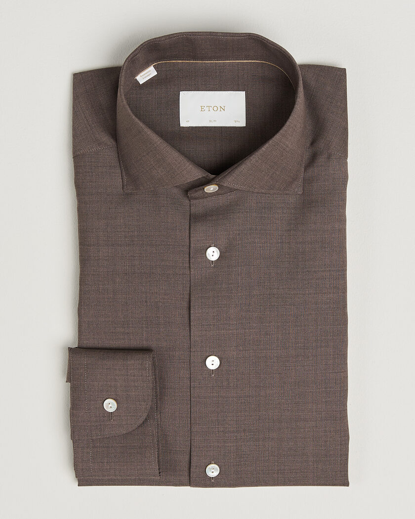 Eton Slim Fit Merino Shirt Brown – Bruin