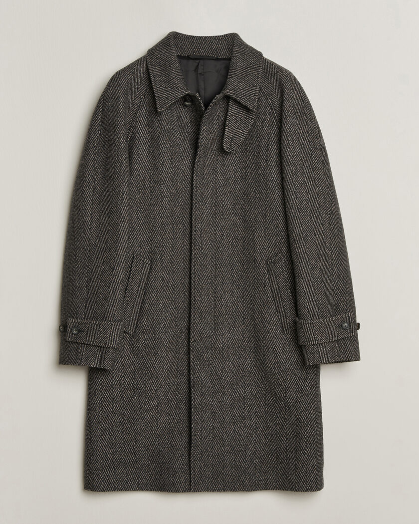 Eton Wool/Cashmere Herringbone Raglan Coat Dark Brown – Bruin