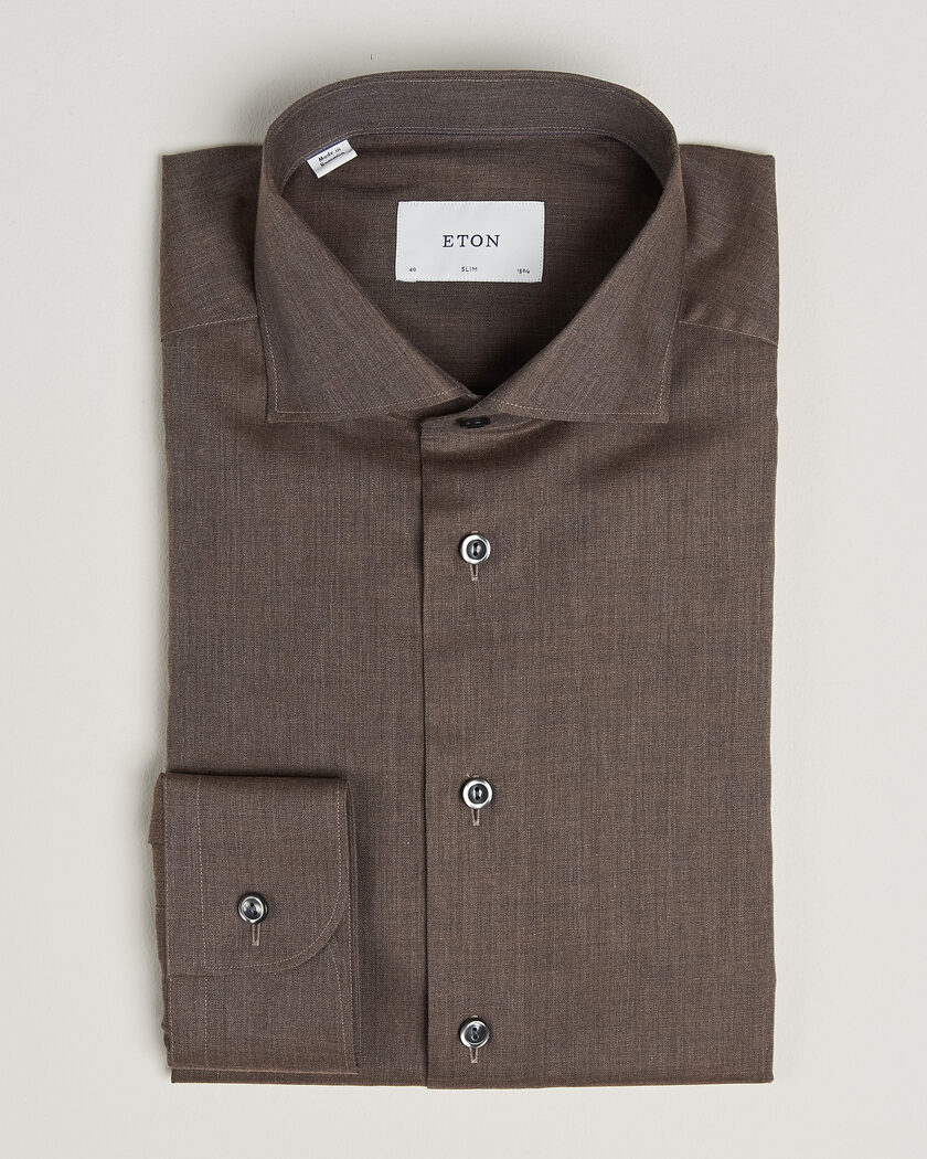 Eton Slim Fit Signature Flannel Shirt Brown – Bruin