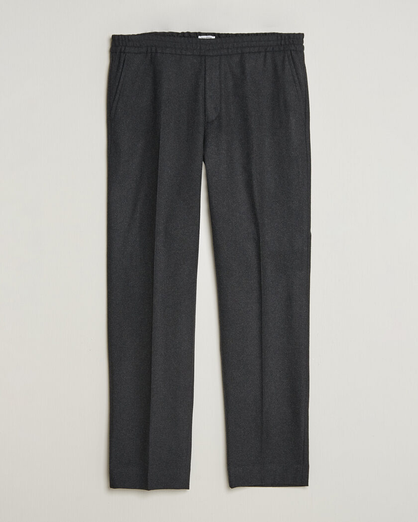 Filippa K Theo Relaxed Flannel Trousers Anthracite Melange – Grijs