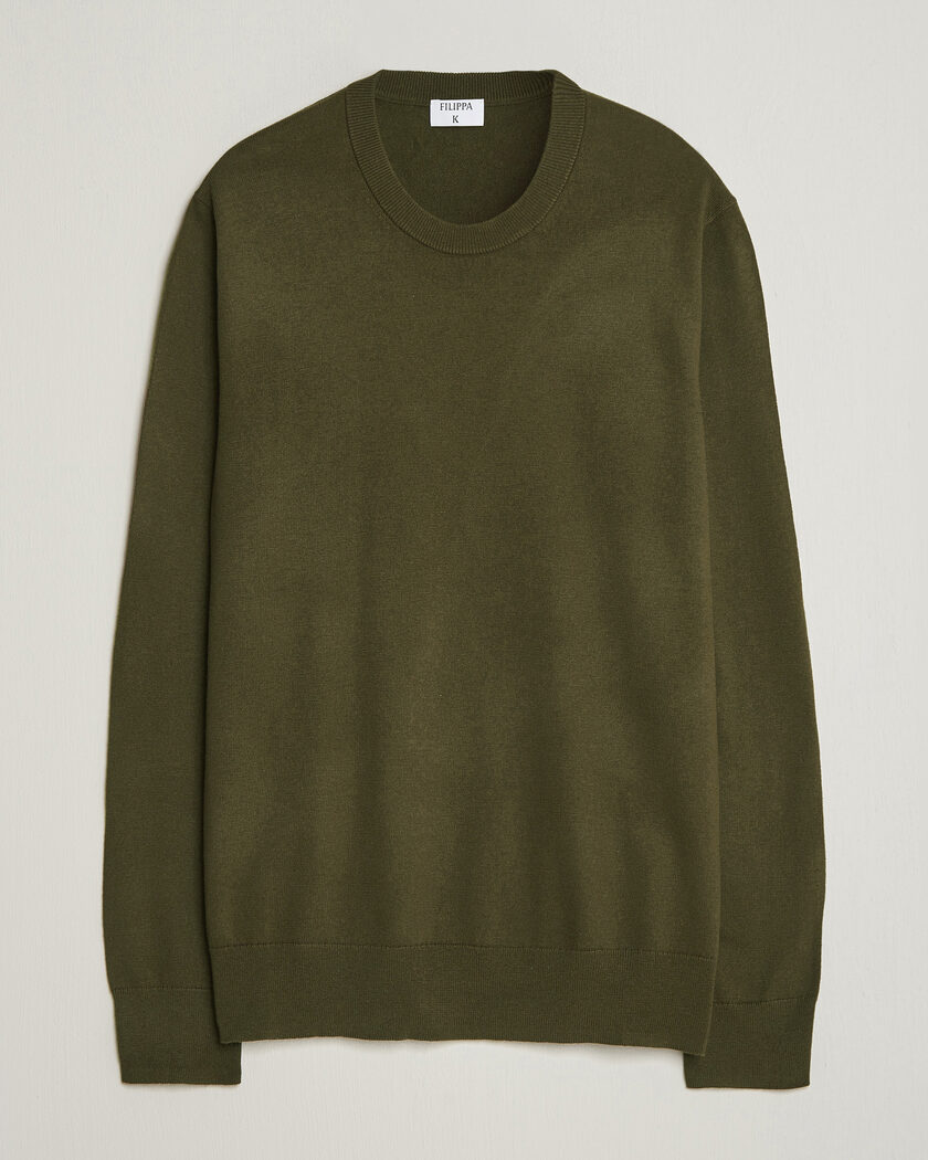 Filippa K Cotton Merino Knitted Sweater Dark Moss Green – Groen