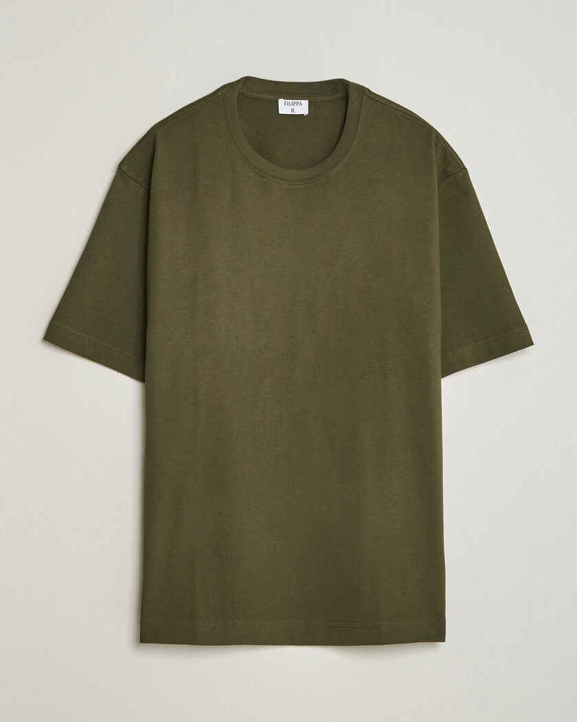 Filippa K Heavy Cotton Crew Neck T-Shirt Dark Moss Green – Groen