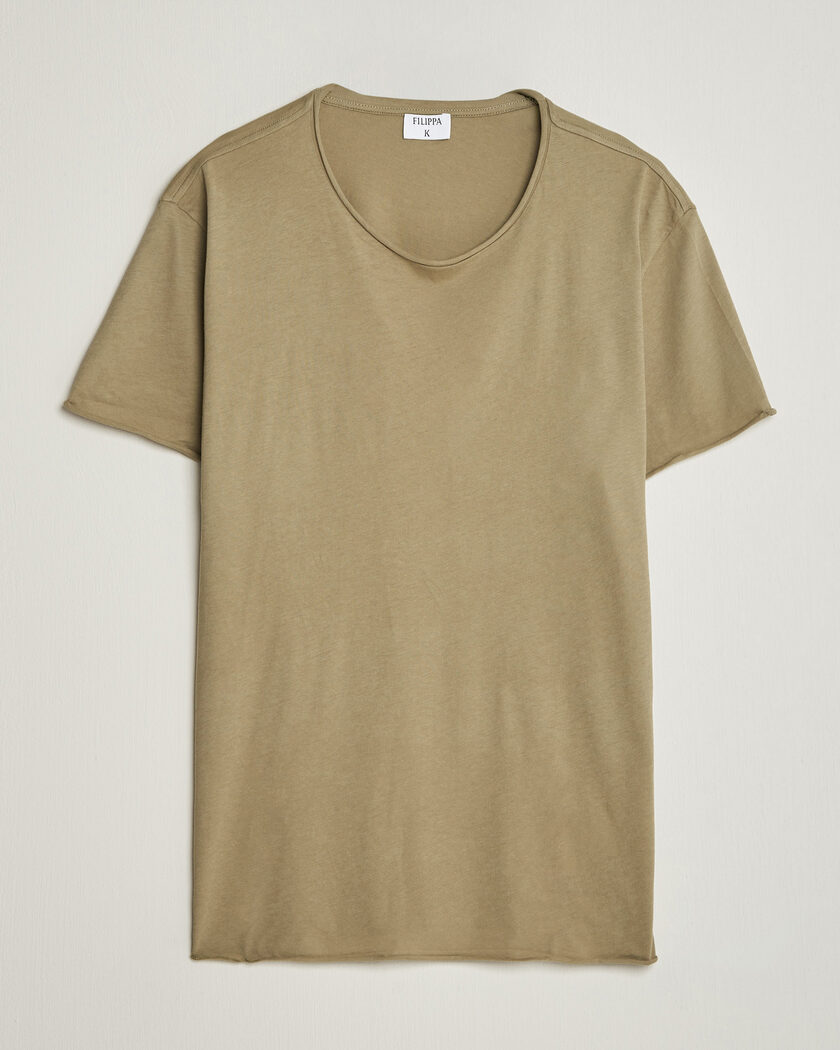 Filippa K Roll Neck Crew Neck T-Shirt Light Olive Green – Groen