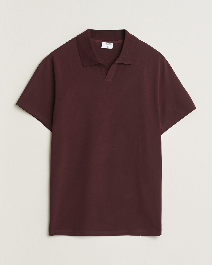 Filippa K Soft Lycra Polo T-Shirt Dark Burgundy – Rood