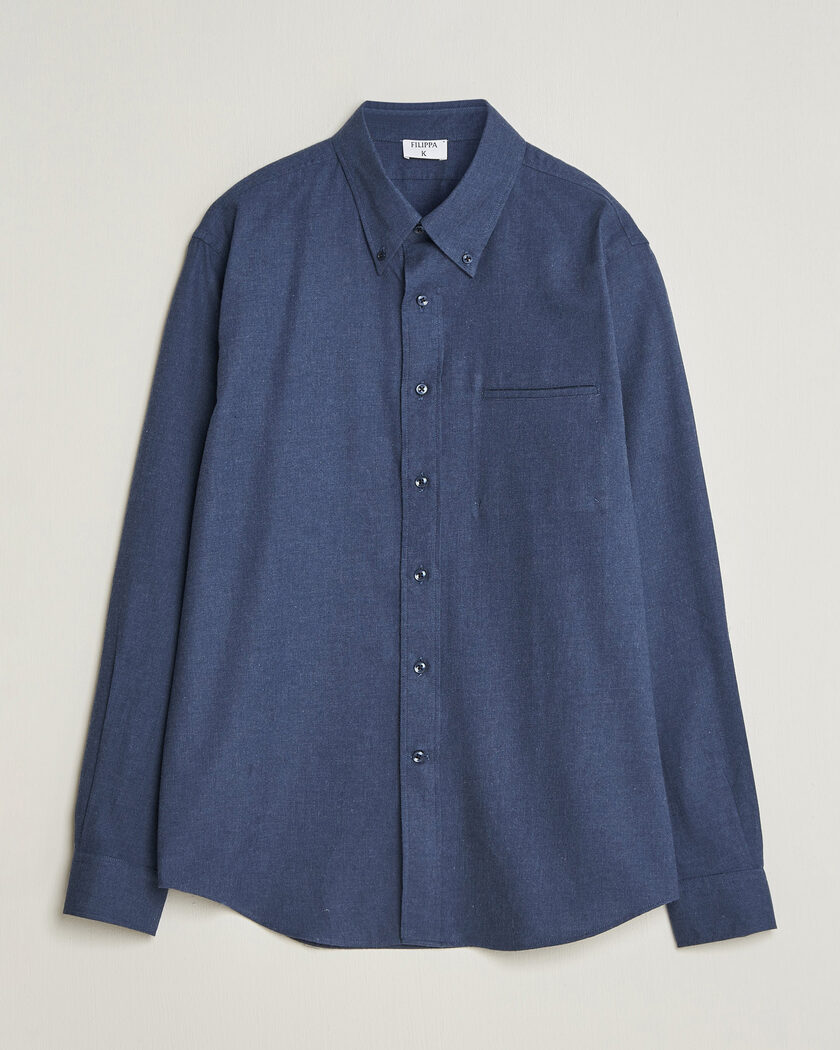 Filippa K Zack Flannel Shirt Navy – Blauw