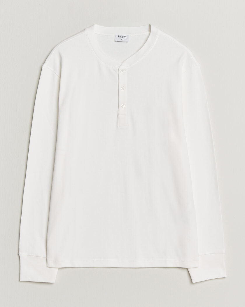 Filippa K Cotton Rib Henley White – Wit