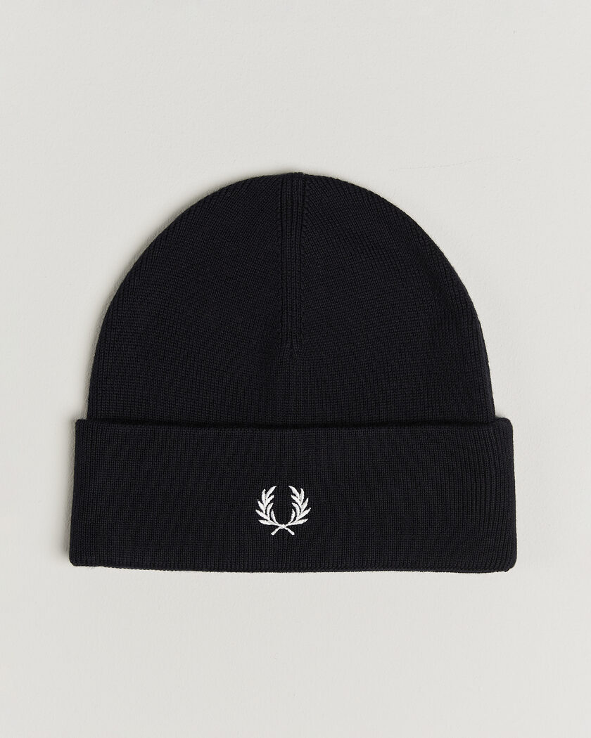 Fred Perry Merino Wool Beanie Navy – Blauw