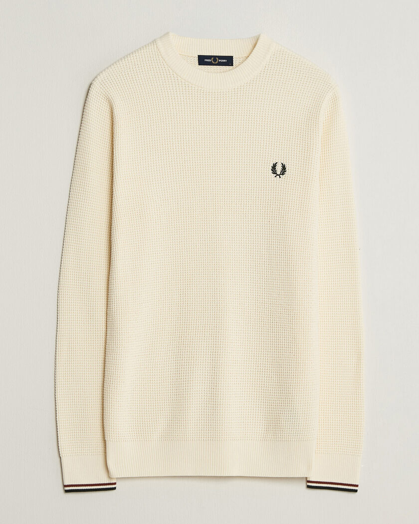 Fred Perry Waffle Stitch Jumper Ecru – Wit