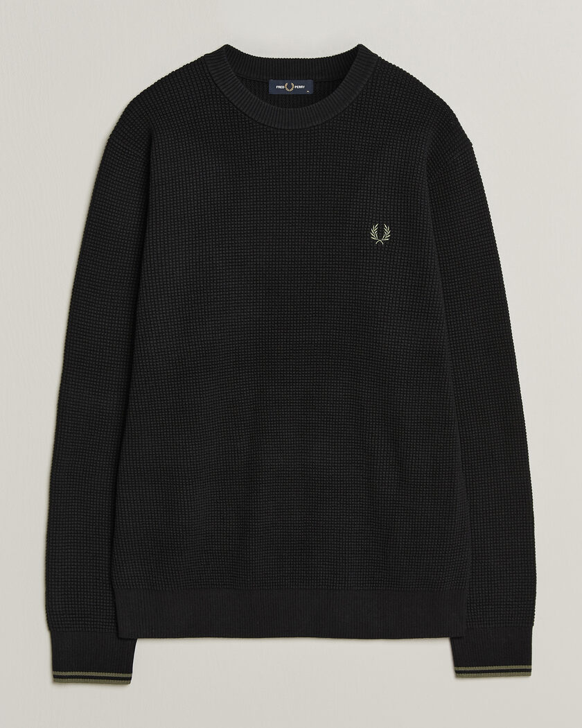 Fred Perry Waffle Stitch Jumper Black – Zwart