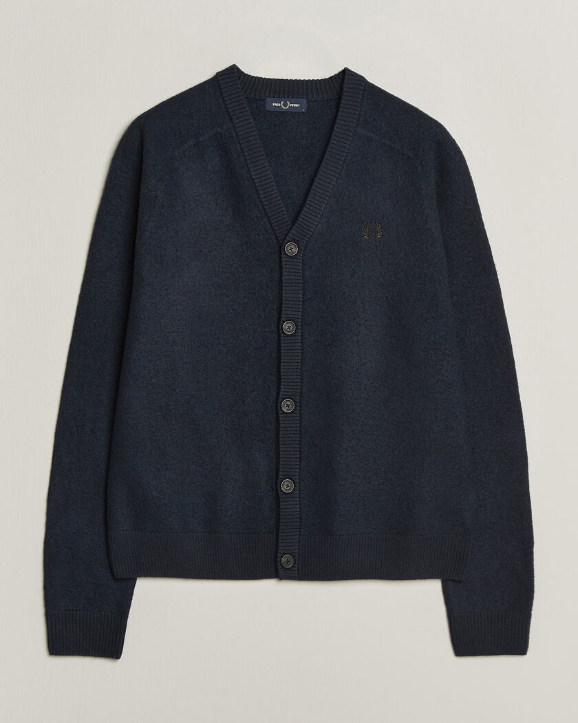 Fred Perry Wool Saddle Sleeve Cardigan Navy – Blauw