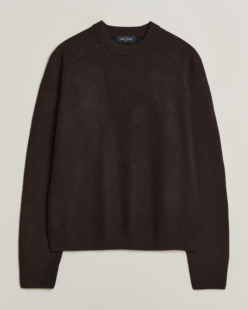 Fred Perry Wool Saddle Sleeve Crew Neck Rich Brown – Bruin