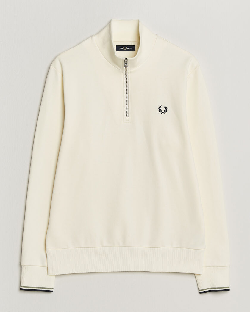 Fred Perry Half Zip Sweatshirt Ecru – Wit