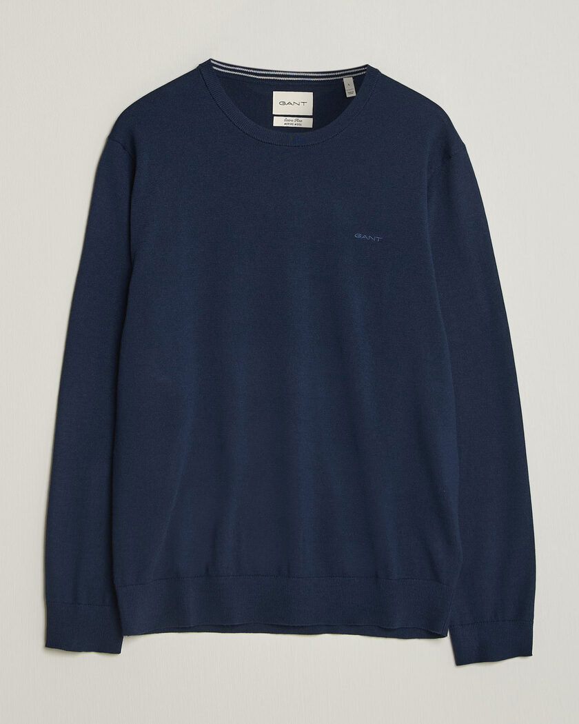 Gant Extrafine Merino Knitted Crew Neck Marine – Blauw