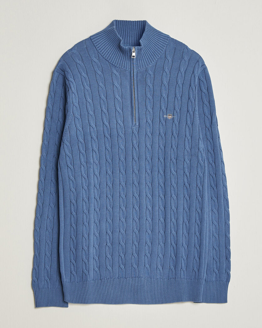 Gant Cotton Cable Half Zip Blue Horizon – Blauw