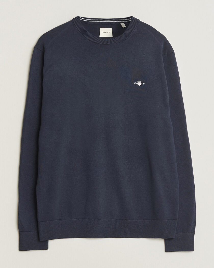 Gant Classic Cotton Crew Neck Evening Blue – Blauw