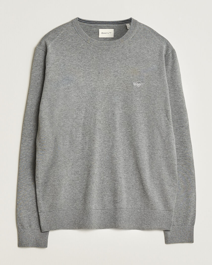 Gant Classic Cotton Crew Neck Dark Grey Melange – Grijs