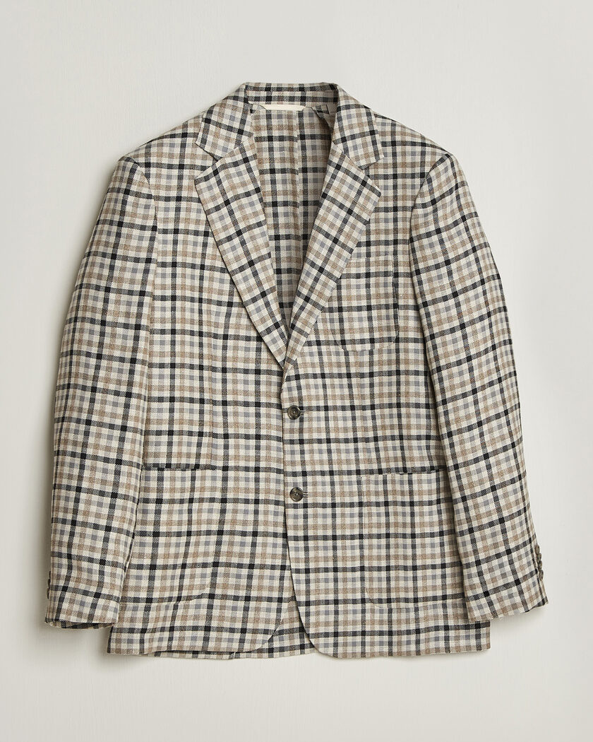 Gant Wool/Linen Checked Blazer Cream – Wit