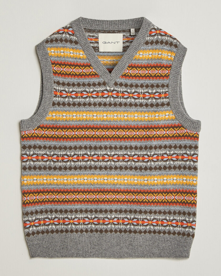 Gant Wool Knitted Fairisle Vest Multi – Meerkleurig