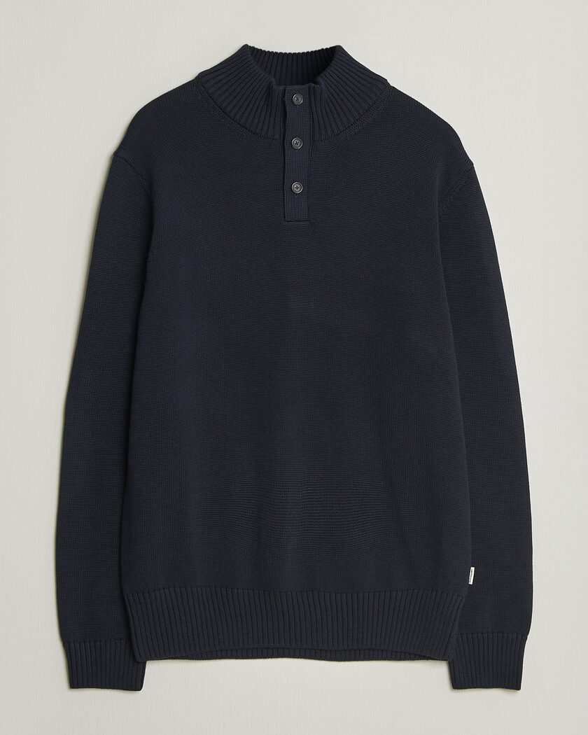 Gant Supima Cotton Half Buttoned Neck Evening Blue – Blauw