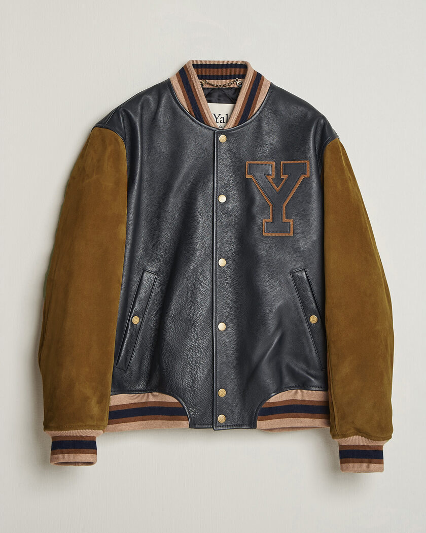 Gant YALE Suede/Leather Varsity Jacket Navy – Blauw