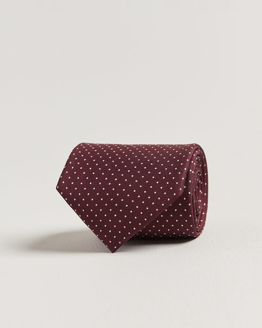 E. Marinella 3-Fold Printed Silk Tie Burgundy – Rood