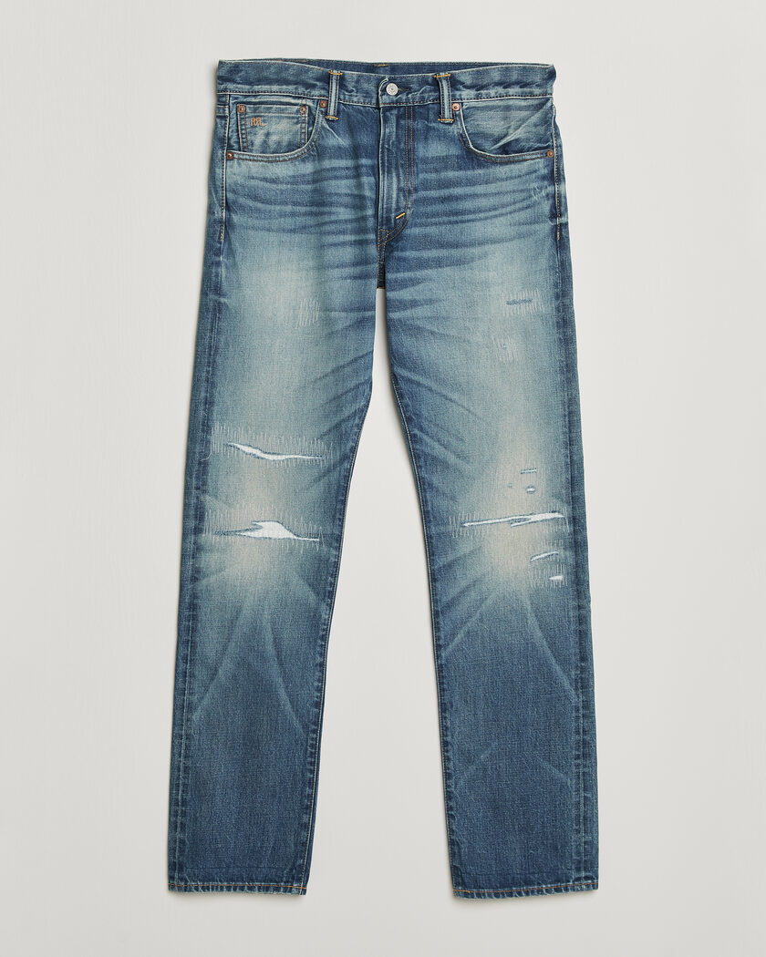 RRL Slim Fit Selvedge Jeans Clearford Wash – Blauw