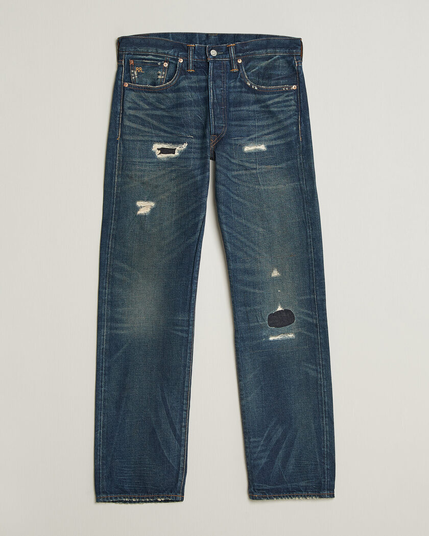RRL Straight Leg Selvedge Jeans Hawley Wash – Blauw
