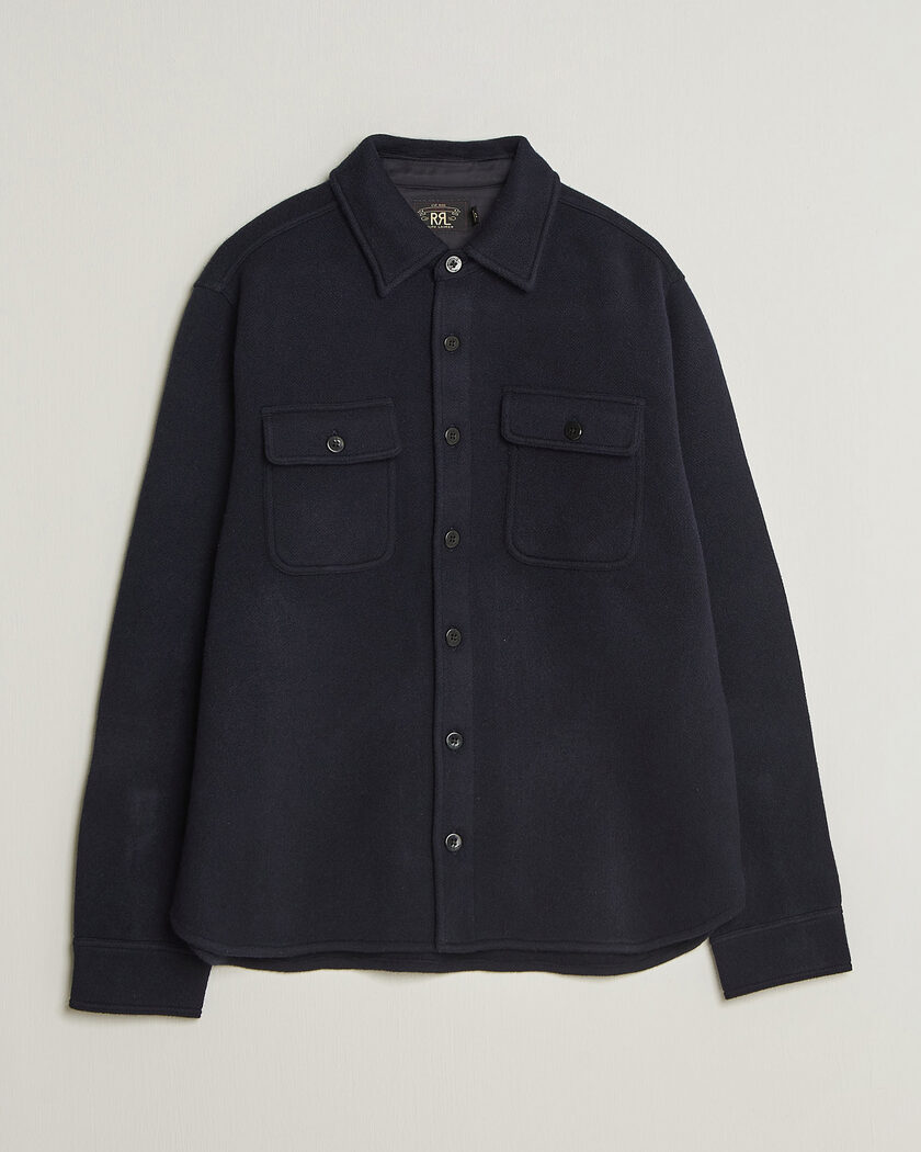 RRL CPO Cardigan Shirt Navy – Blauw