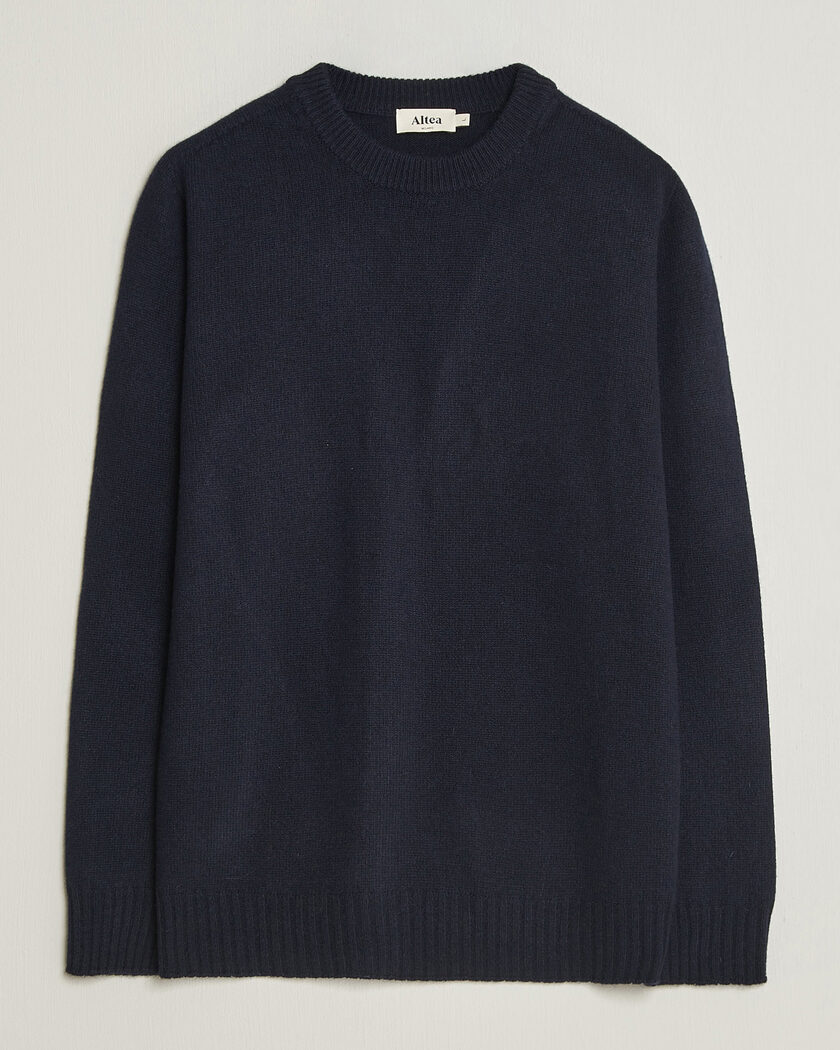 Altea Wool/Cashmere Crew Neck Pullover Navy – Blauw