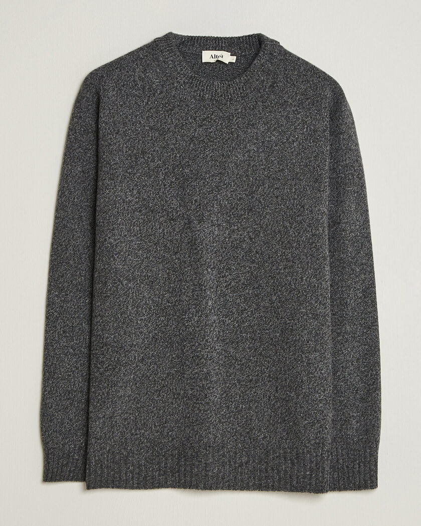 Altea Wool/Cashmere Crew Neck Pullover Charcoal Melange – Grijs
