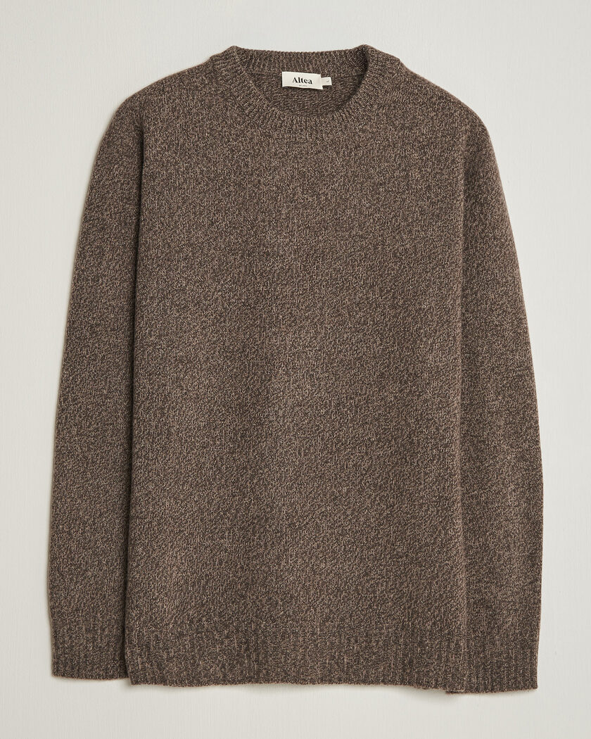 Altea Wool/Cashmere Crew Neck Pullover Brown Melange – Bruin