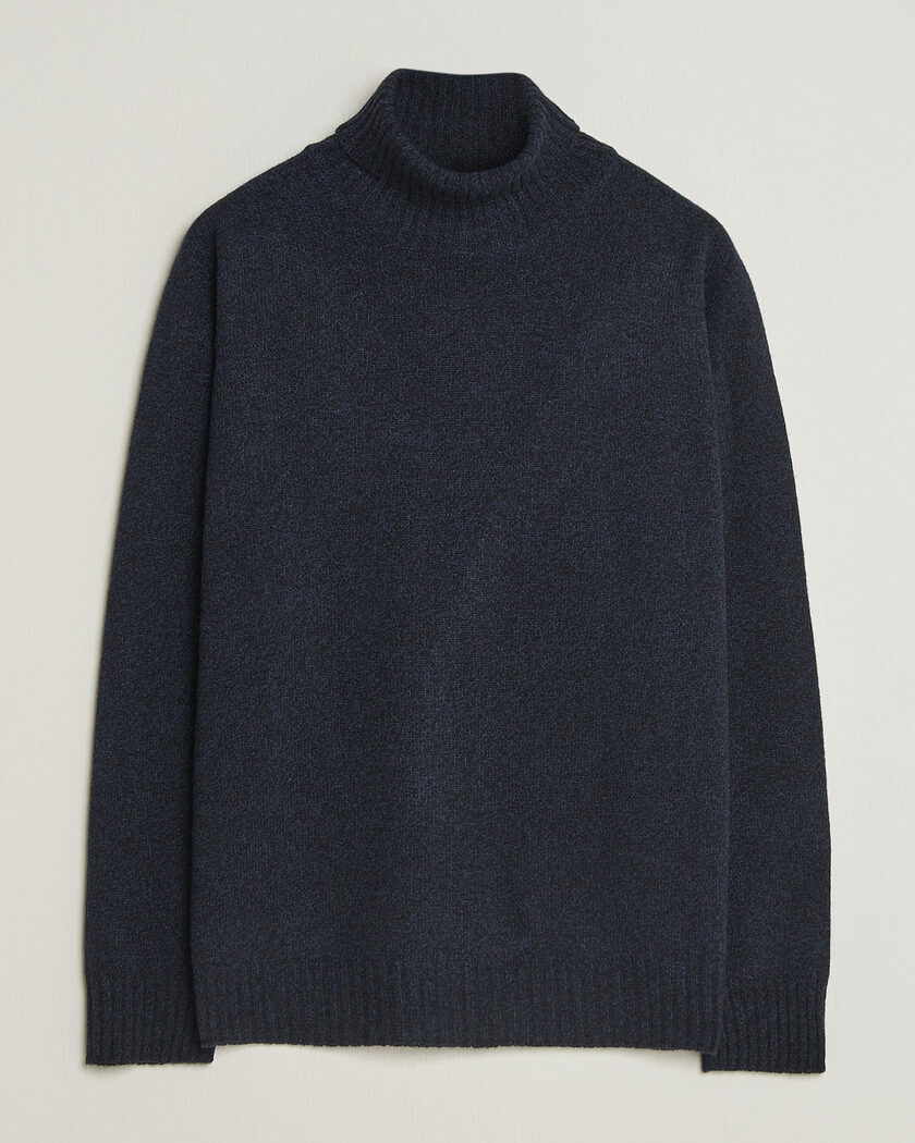  Altea Wool/Cashmere Rollneck Navy Melange – Blauw
