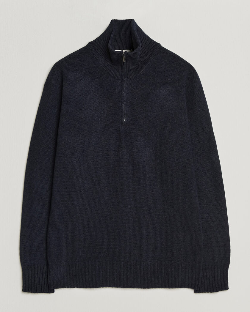 Altea Wool/Cashmere Half Zip Navy – Blauw