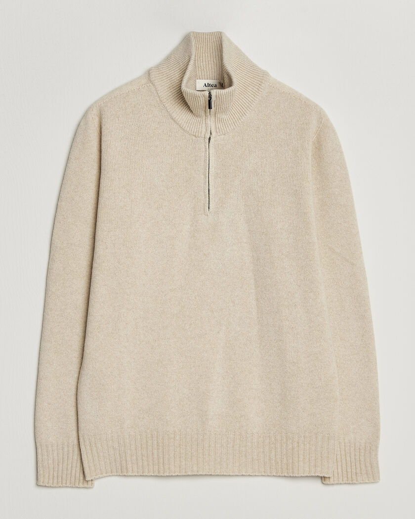 Altea Wool/Cashmere Half Zip Beige – Beige