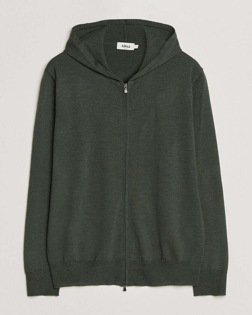 Altea Merino Wool Cardigan Dark Military – Groen