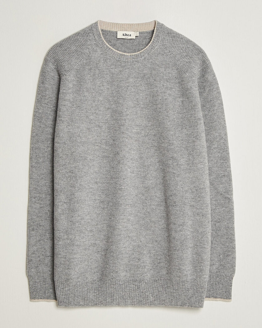 Altea Rib Wool Raglan Sweater Light Grey – Grijs