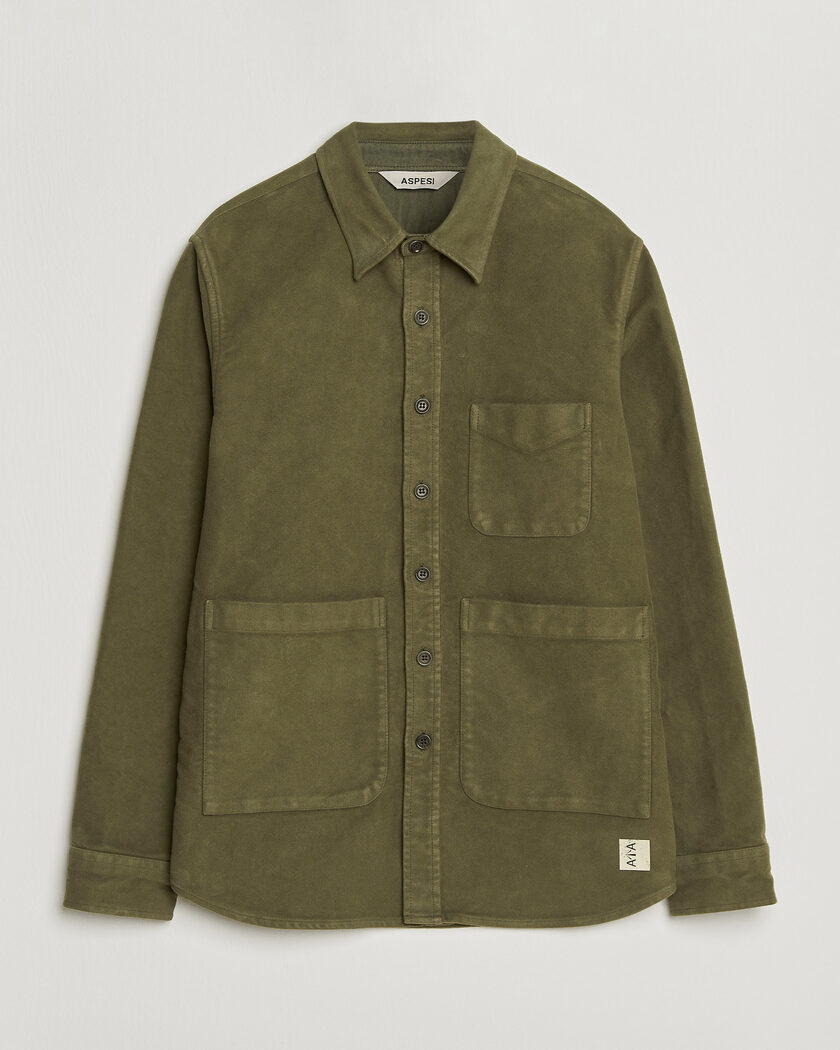 Aspesi Moleskine Utility Shirt Military – Groen