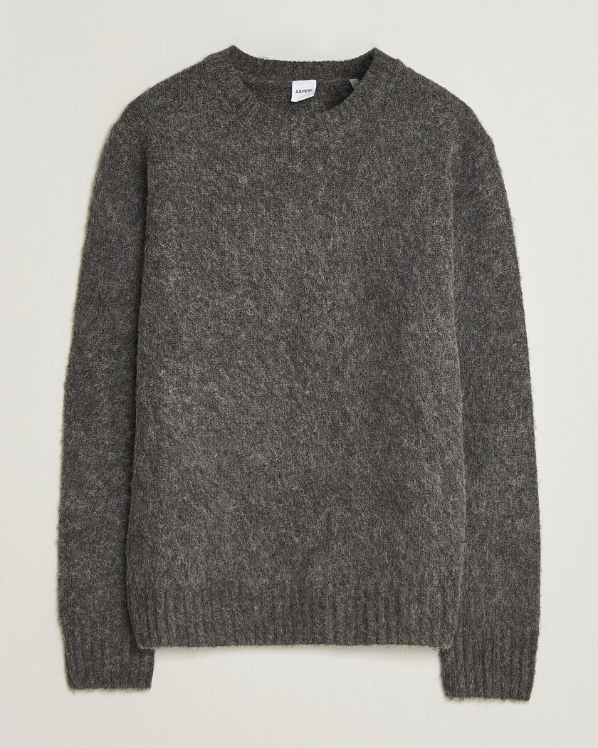 Aspesi Brushed Shetland Sweater Grey Melange – Grijs