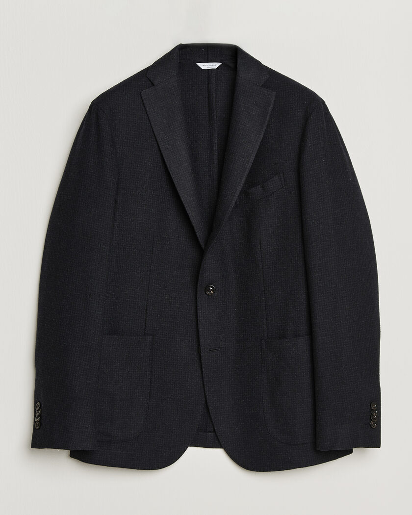 Boglioli K Jacket Wool Houndstooth Blazer Navy – Blauw