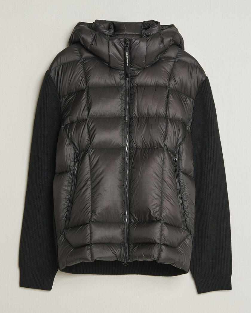 C.P. Company Merino Wool Padded Hybrid Hood Jacket Black – Zwart