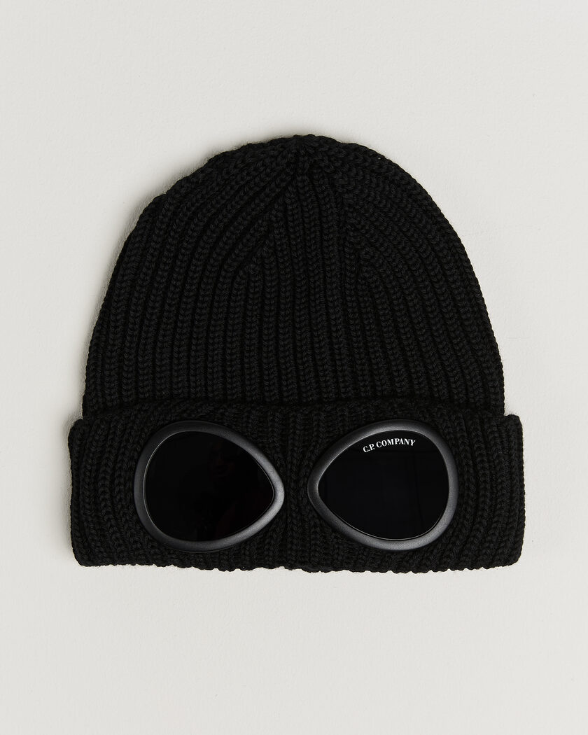 C.P. Company Knitted Merino Goggle Beanie Black – Zwart