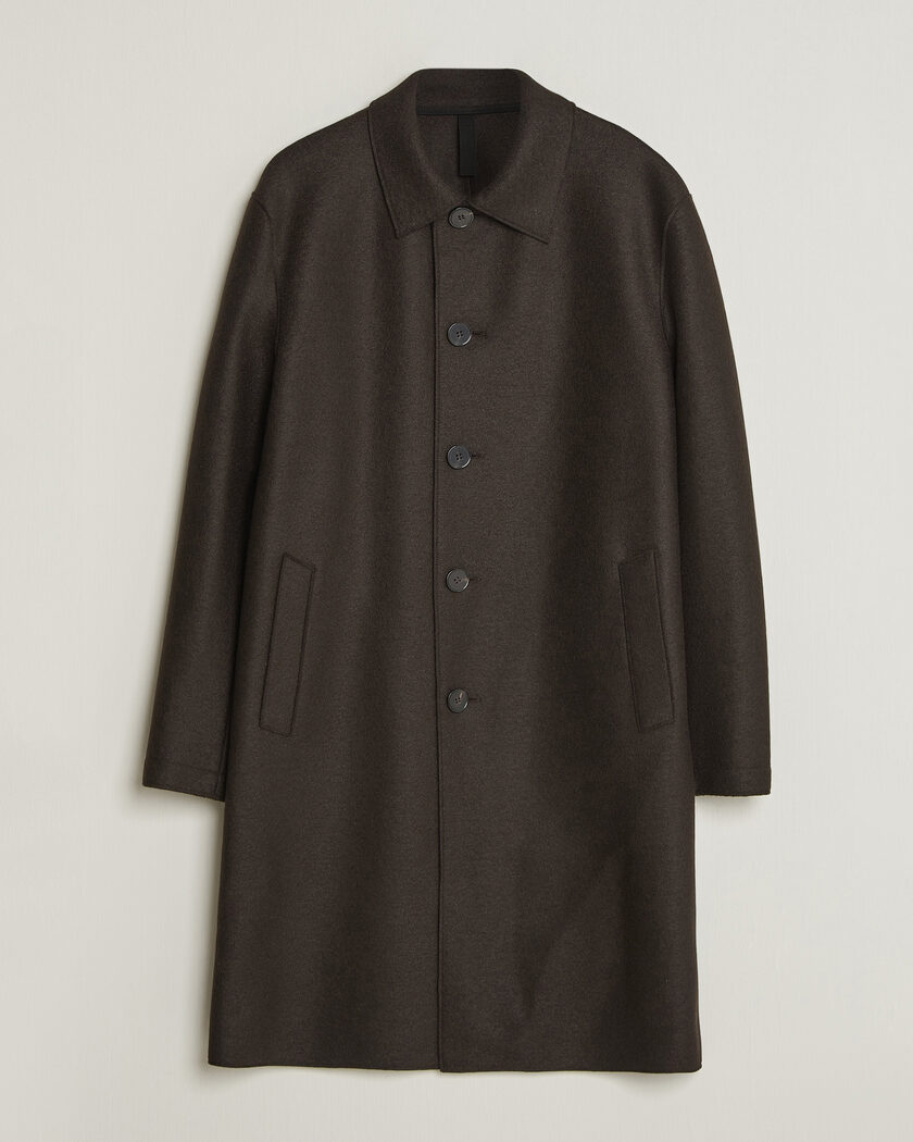 Harris Wharf London Pressed Wool Mac Coat Dark Brown – Bruin