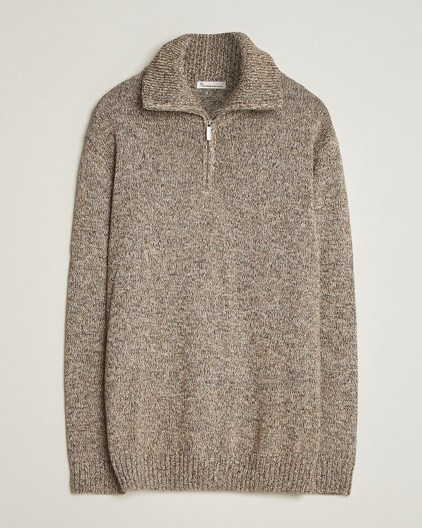 KnowledgeCotton Apparel Heavy Knitted Half Zip Brown – Bruin