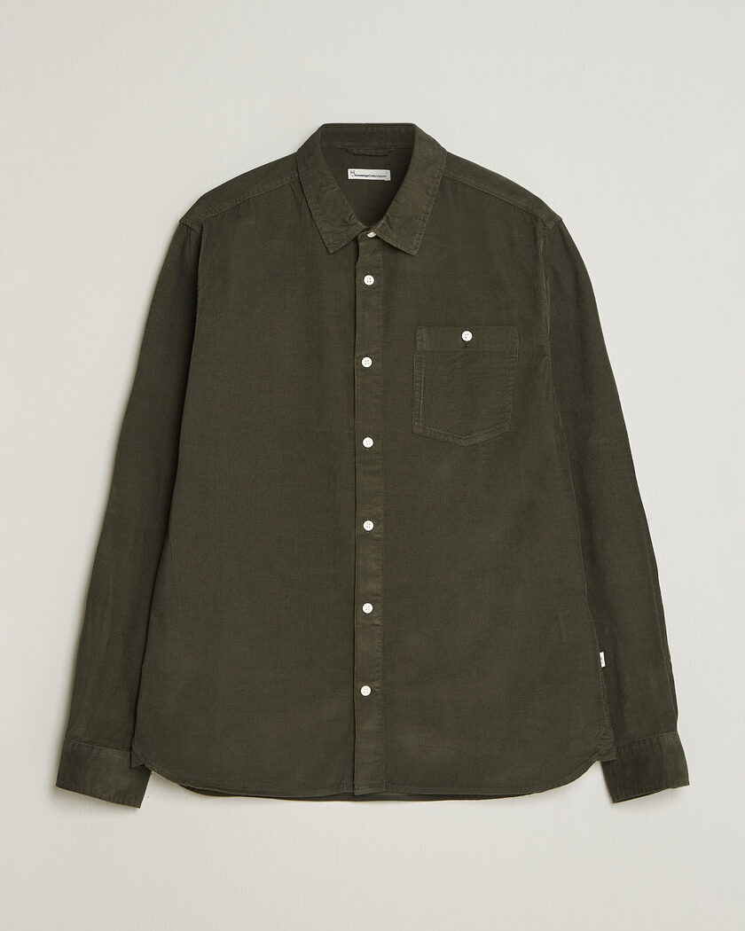 KnowledgeCotton Apparel Regular Fit Cord Shirt Forest Night – Groen
