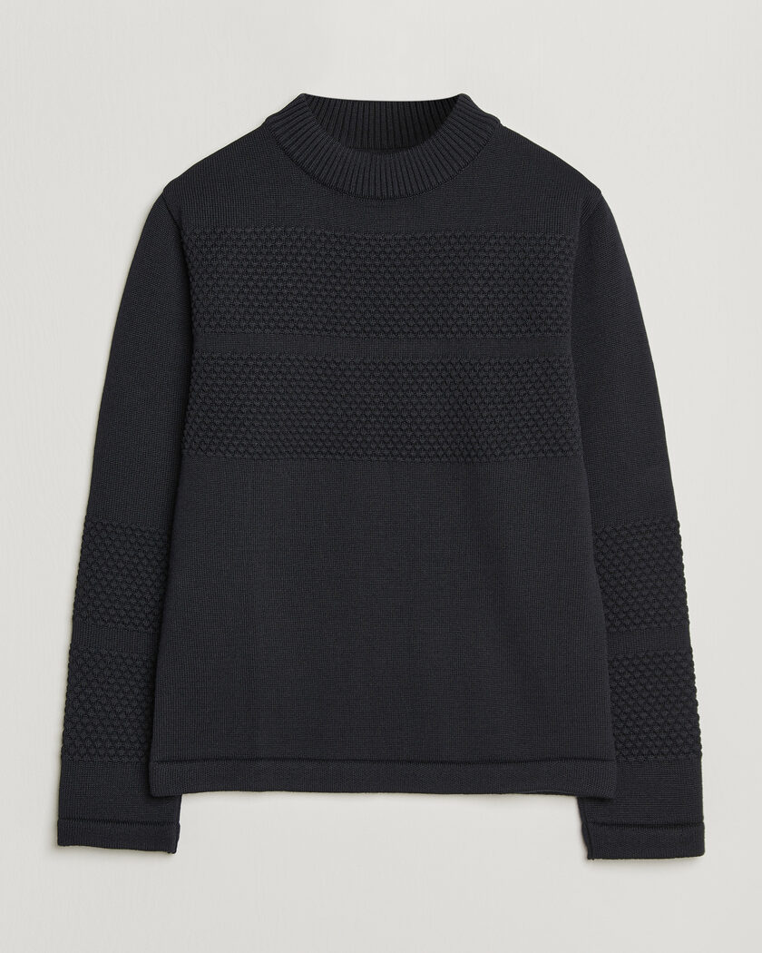 S.N.S. Herning Fisherman Mock Neck Navy Blue – Blauw