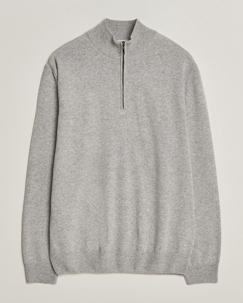 Morgano Wool/Cashmere Half-Zip Mid Grey – Grijs