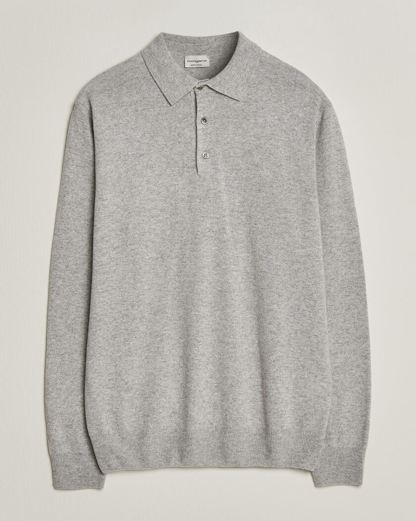 Morgano Wool/Cashmere Polo Mid Grey – Grijs
