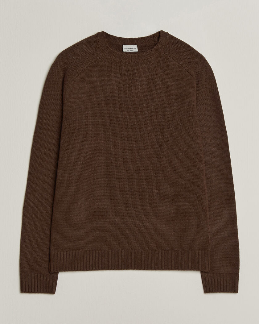 Morgano Heavy Knitted Wool/Cashmere Crewneck Dark Brown – Bruin