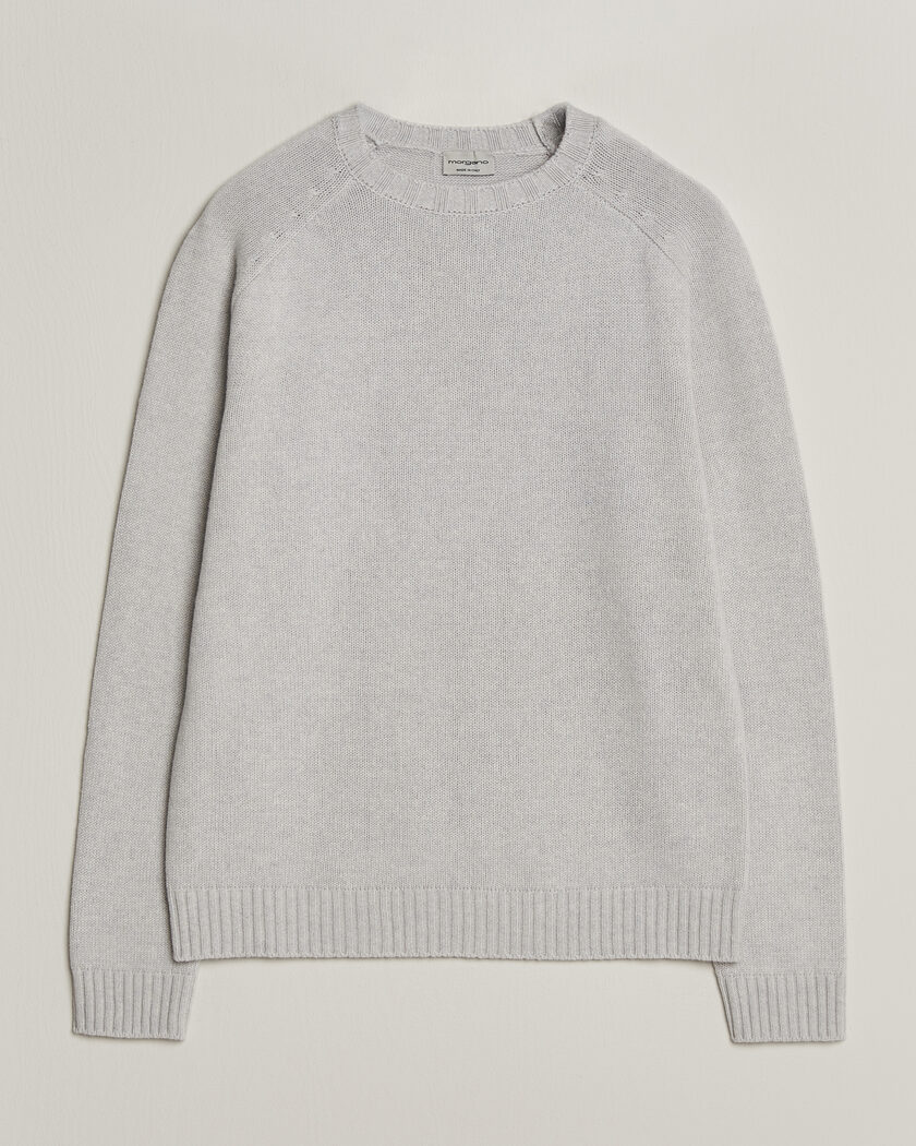 Morgano Heavy Knitted Wool/Cashmere Crewneck Light Grey – Grijs