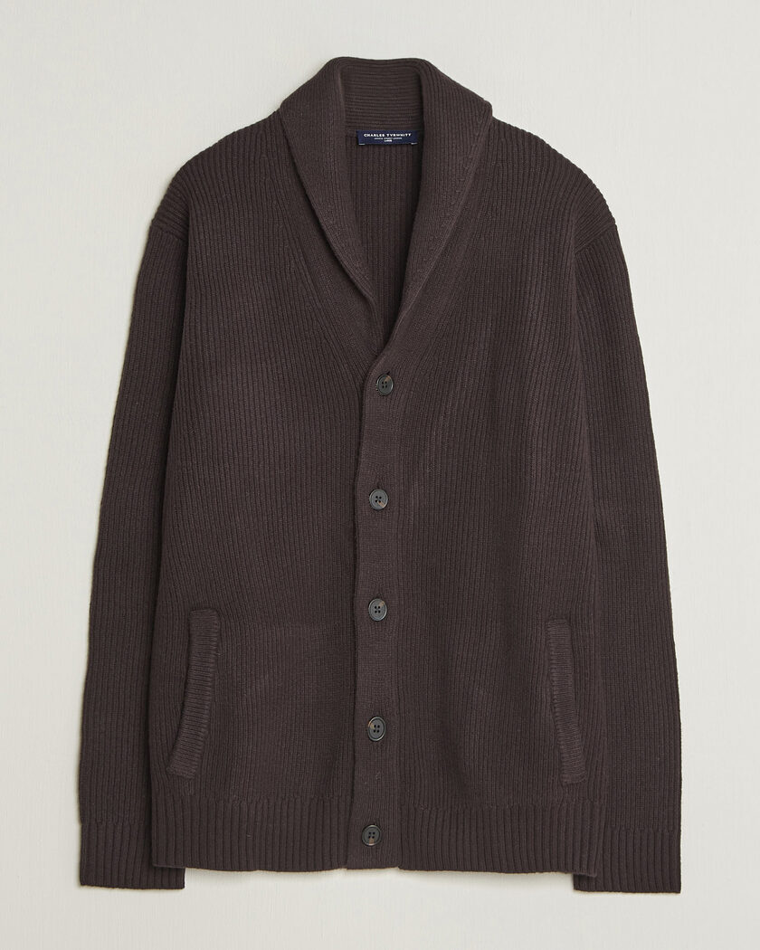 Charles Tyrwhitt Chunky Merino Shawl Neck Cardigan Chocolate – Bruin
